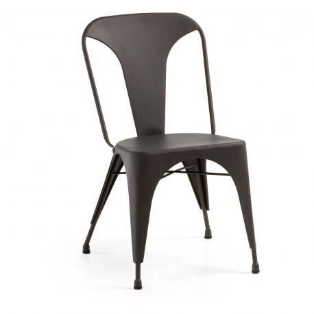 Chaise MELBOURNE métal graphite blanc turquoise façon vintage ou industrielle 