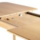 table de repas rectangulaire pour 6 à 8 personnes en bois massif avec allonge intégré de 50 cm. finition chêne naturel dimension