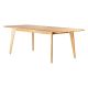table de repas rectangulaire pour 6 à 8 personnes en bois massif avec allonge intégré de 50 cm. finition chêne naturel dimension