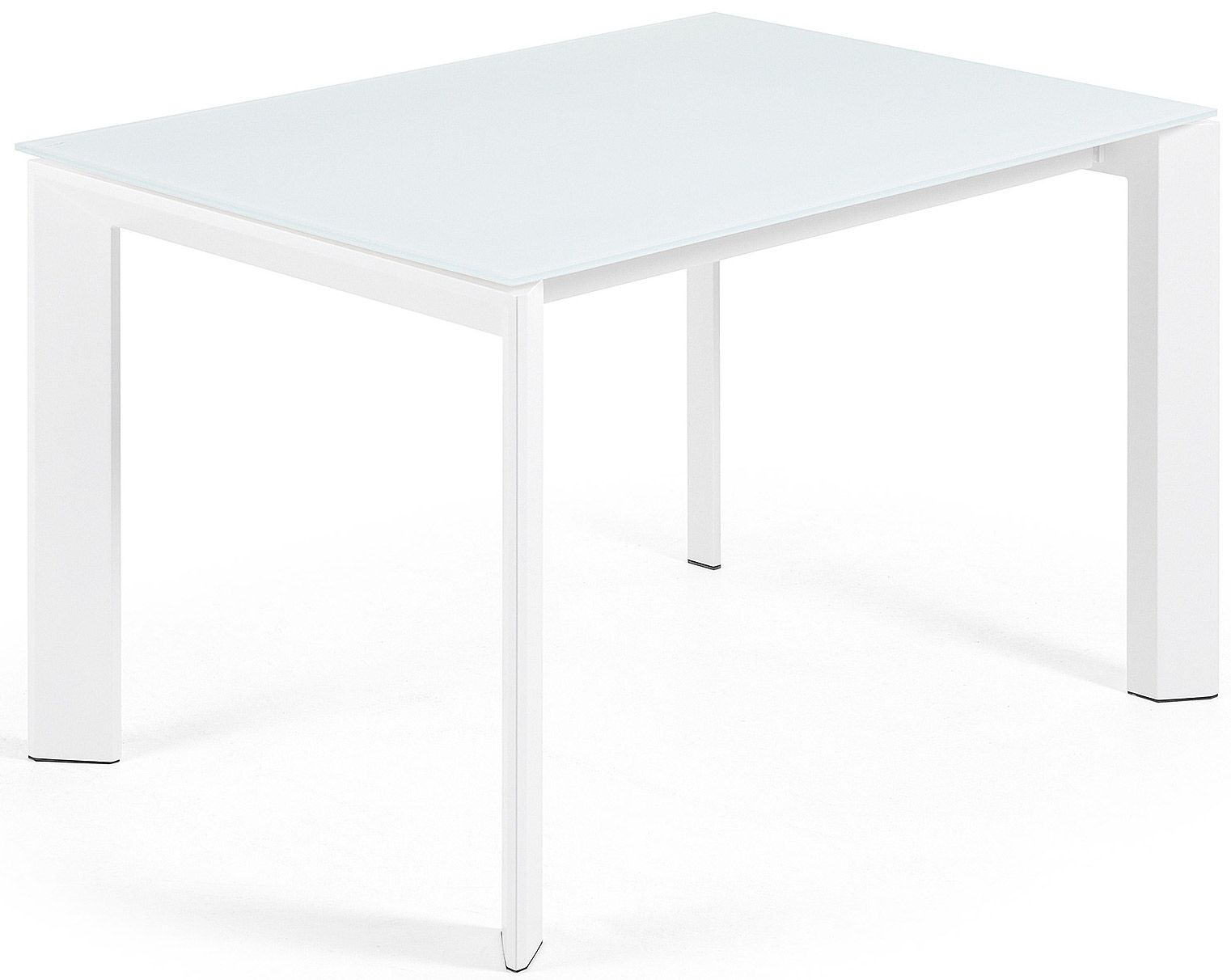 Tables design au meilleur prix, Table repas extensible NEW YORK plateau  verre trempé piétement acier brossé 160 x 90 cm.